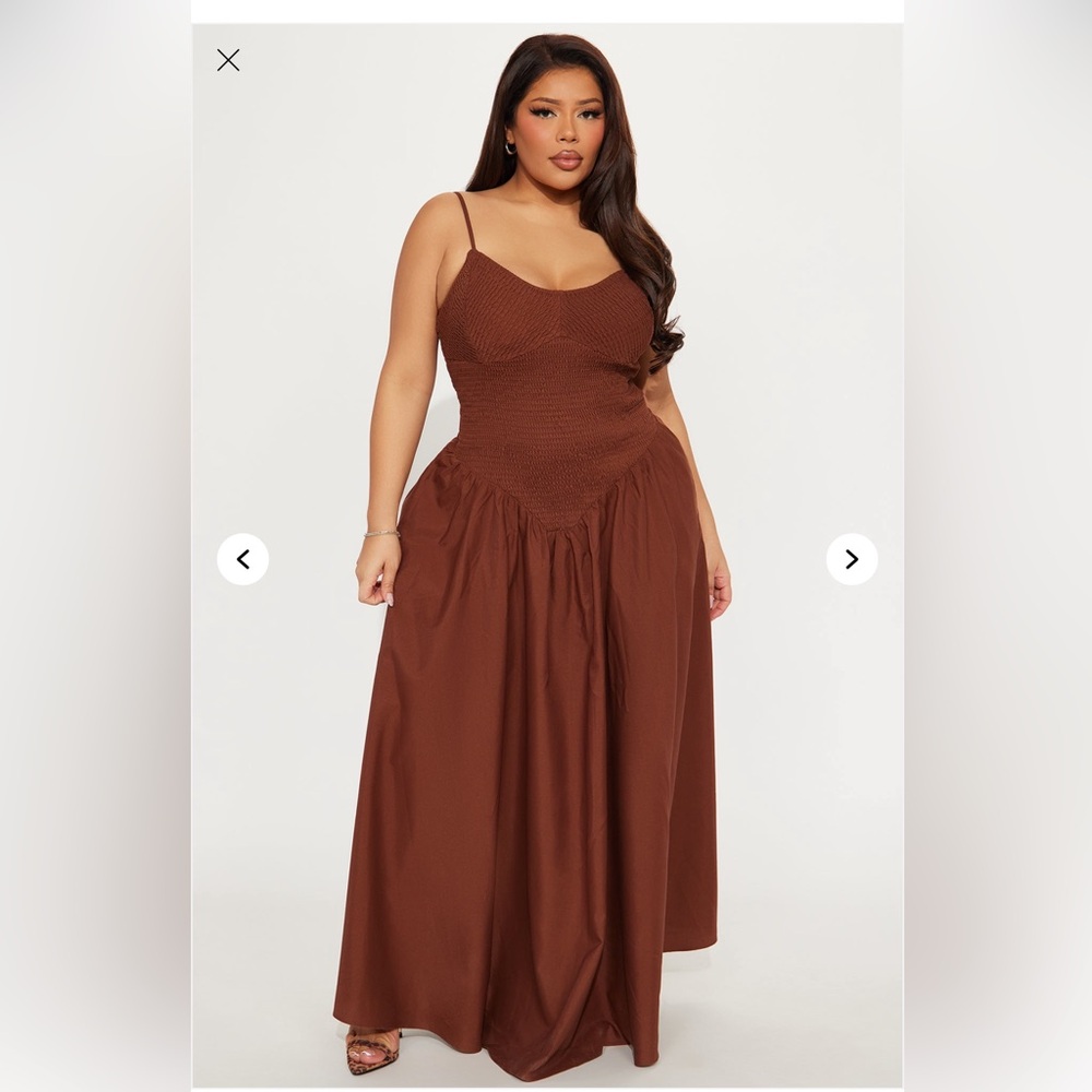 Lily Smocked Drop Waist Maxi Dress 🤎